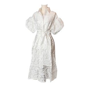 Item # A289   Nancy  Romantic Feminine  Resort Glamour White  Dress NWT M